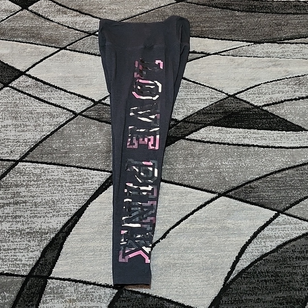 VS PINK 2020 DARK GRAY OMBRE TIE-DYE HIGH-WAISTED FULL-LENGTH LEGGINGS MEDIUM